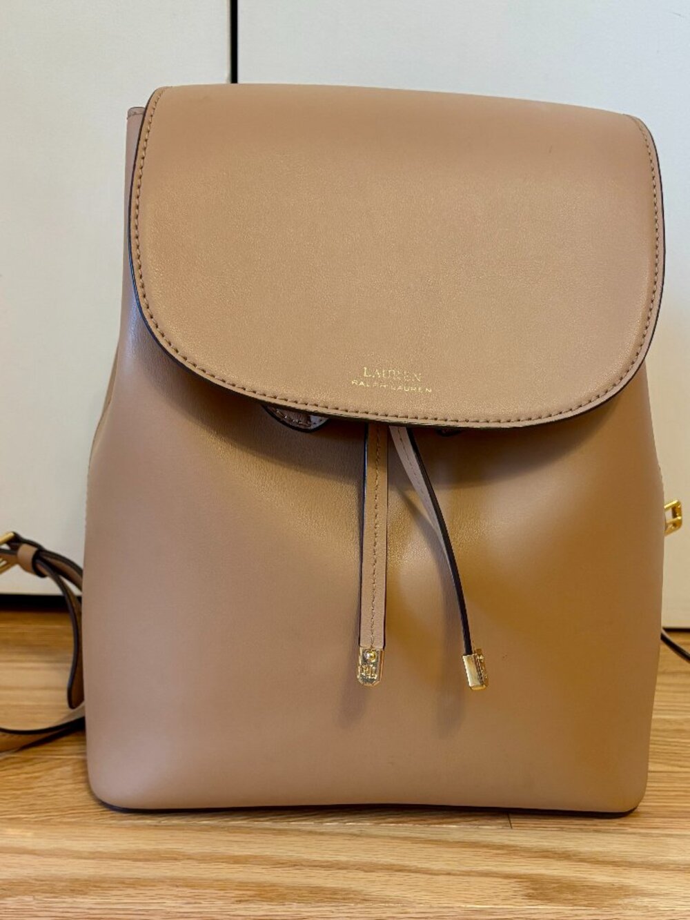 Lauren Ralph Lauren Tan Leather Backpack Purse